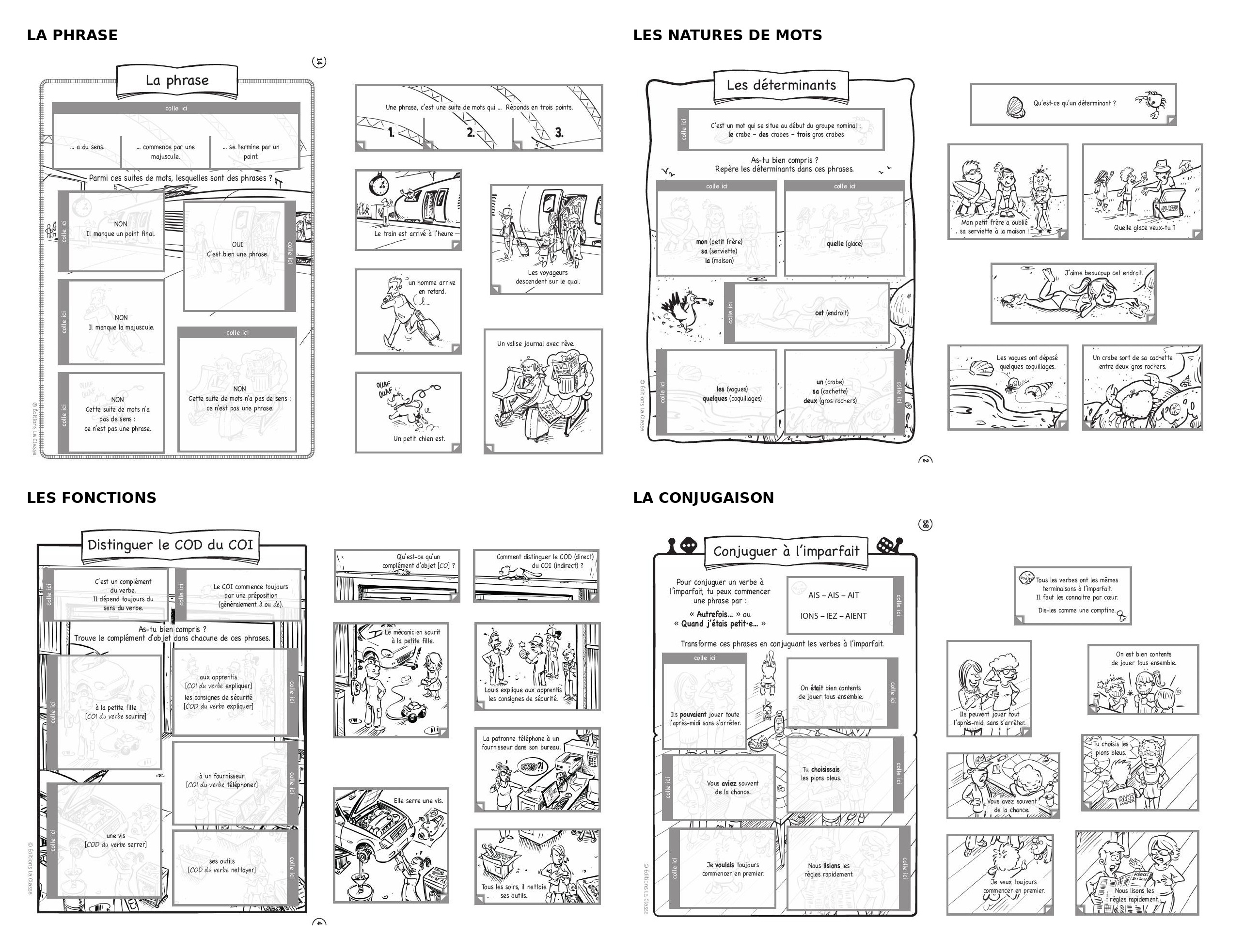 Exemples de Le&ccedil;ons &agrave; manipuler en grammaire : phrase, natures de mots, fonctions et conjugaison